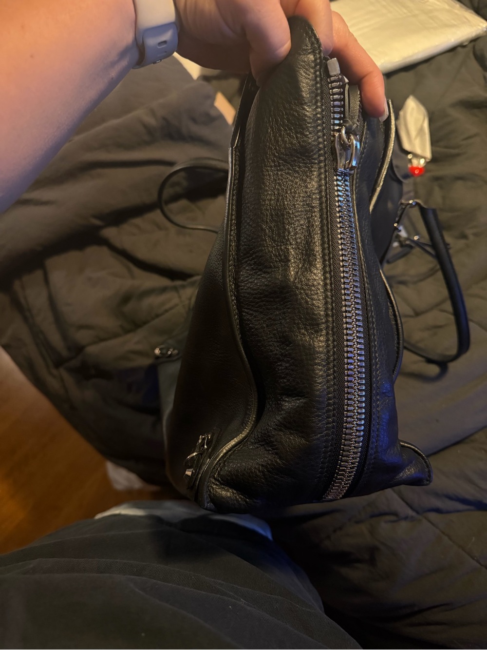Balenciaga Black Leather Shoulder Tote with Silver Hardware - Picture 6 of 8